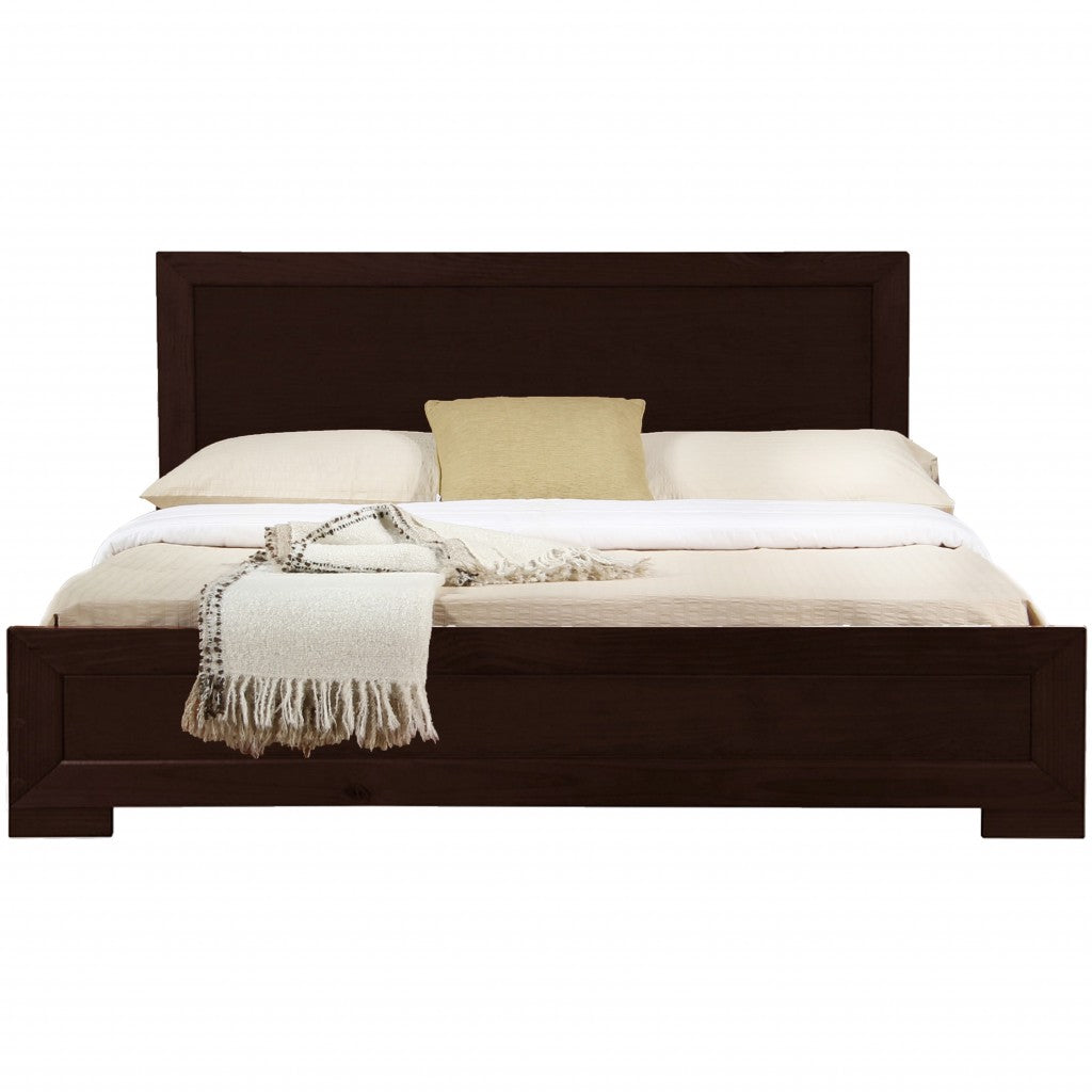 Espresso Wood Full Platform Bed By Homeroots - 397116 | Beds | Modishstore - 2