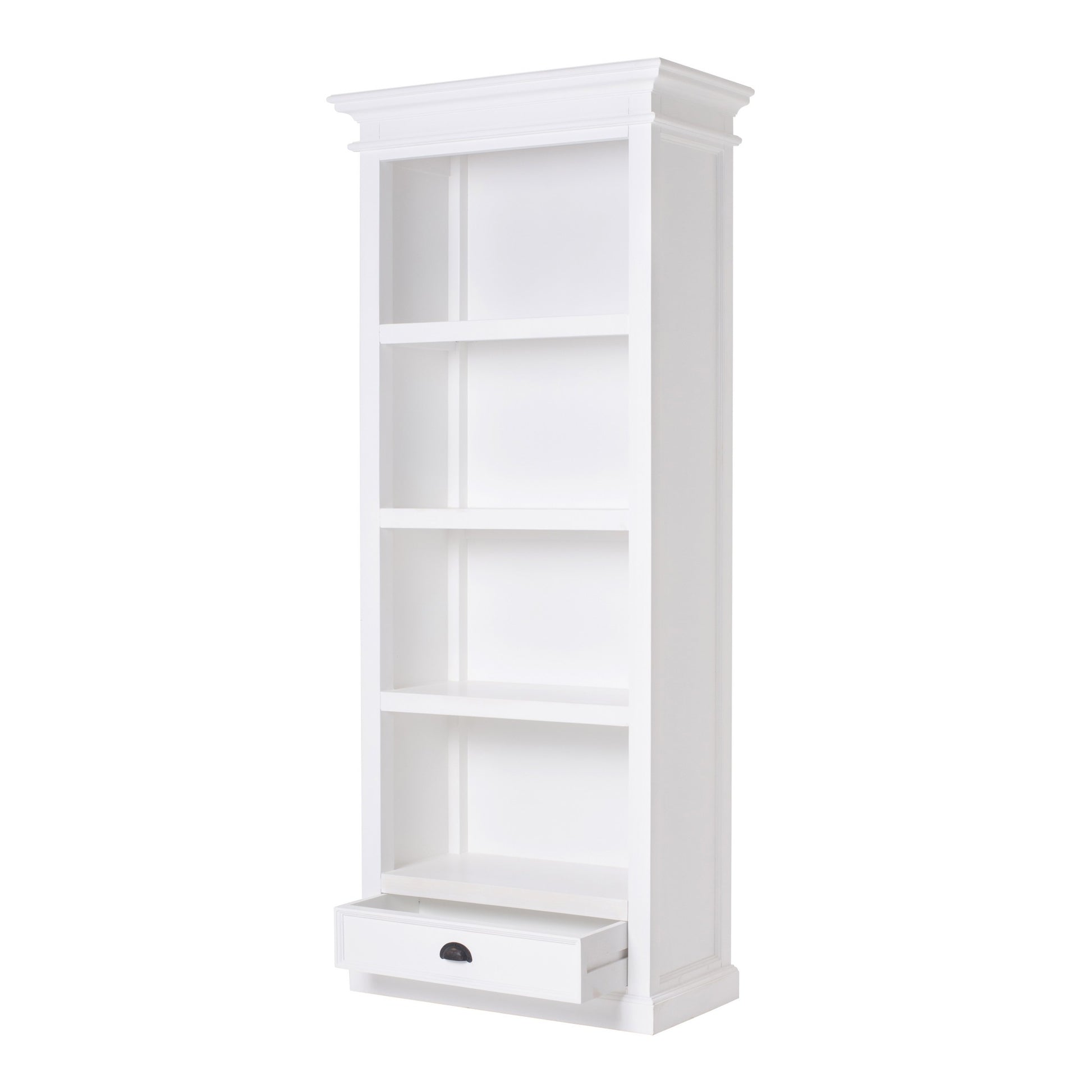 Classic White Bookcase With One Drawer By Homeroots | Bookcases | Modishstore - 3