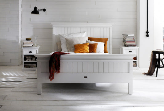 Classic White Panel Queen Size Bed By Homeroots | Beds | Modishstore