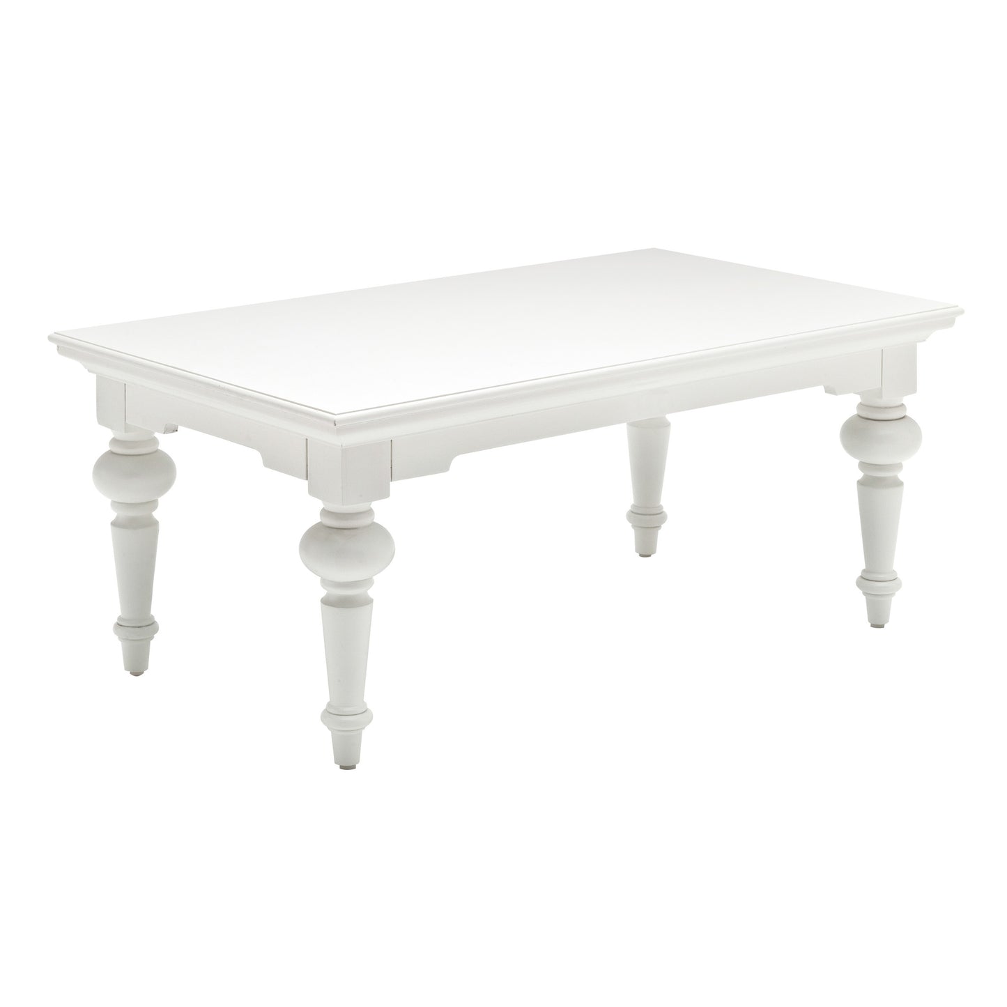 47" Classic White Manufactured Wood And Solid Wood Rectangular Coffee Table By Homeroots