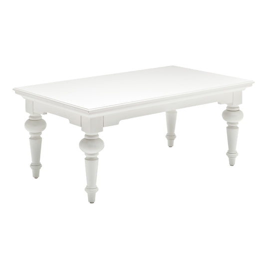 47" Classic White Manufactured Wood And Solid Wood Rectangular Coffee Table By Homeroots