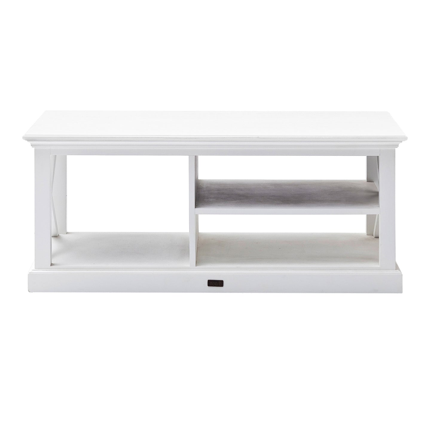 47" White Solid Wood Rectangular Coffee Table With Three Shelves By Homeroots