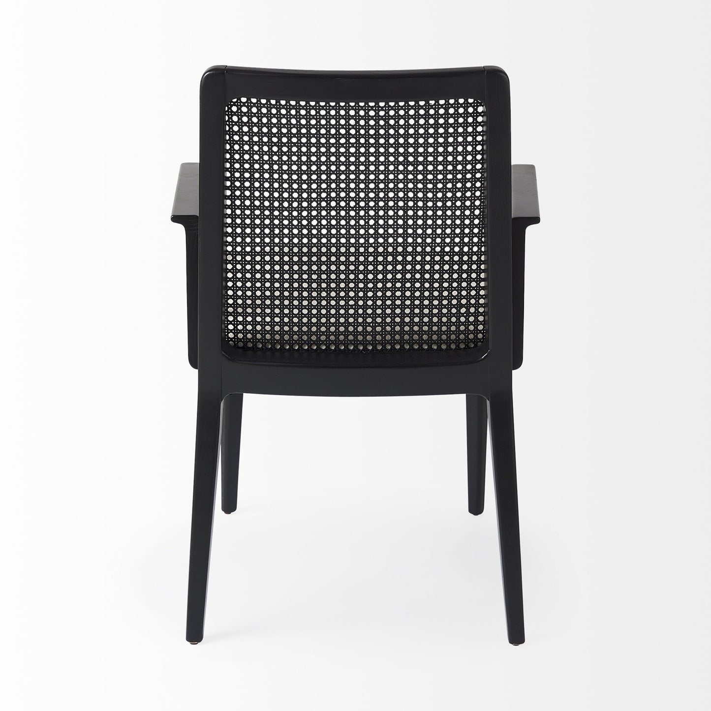 Black And Cream Uholstery And Cane Dining Armchair By Homeroots | Dining Chairs | Modishstore - 4