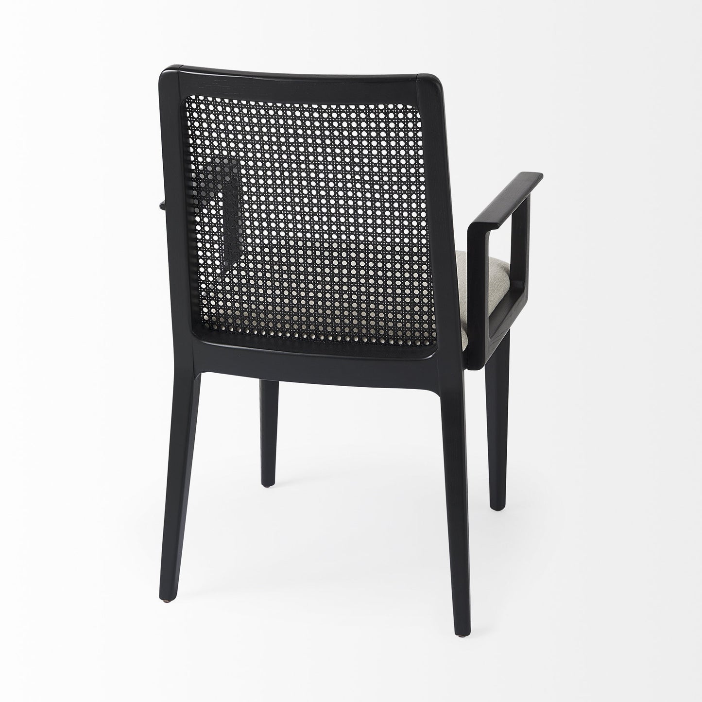 Black And Cream Uholstery And Cane Dining Armchair By Homeroots | Dining Chairs | Modishstore - 5