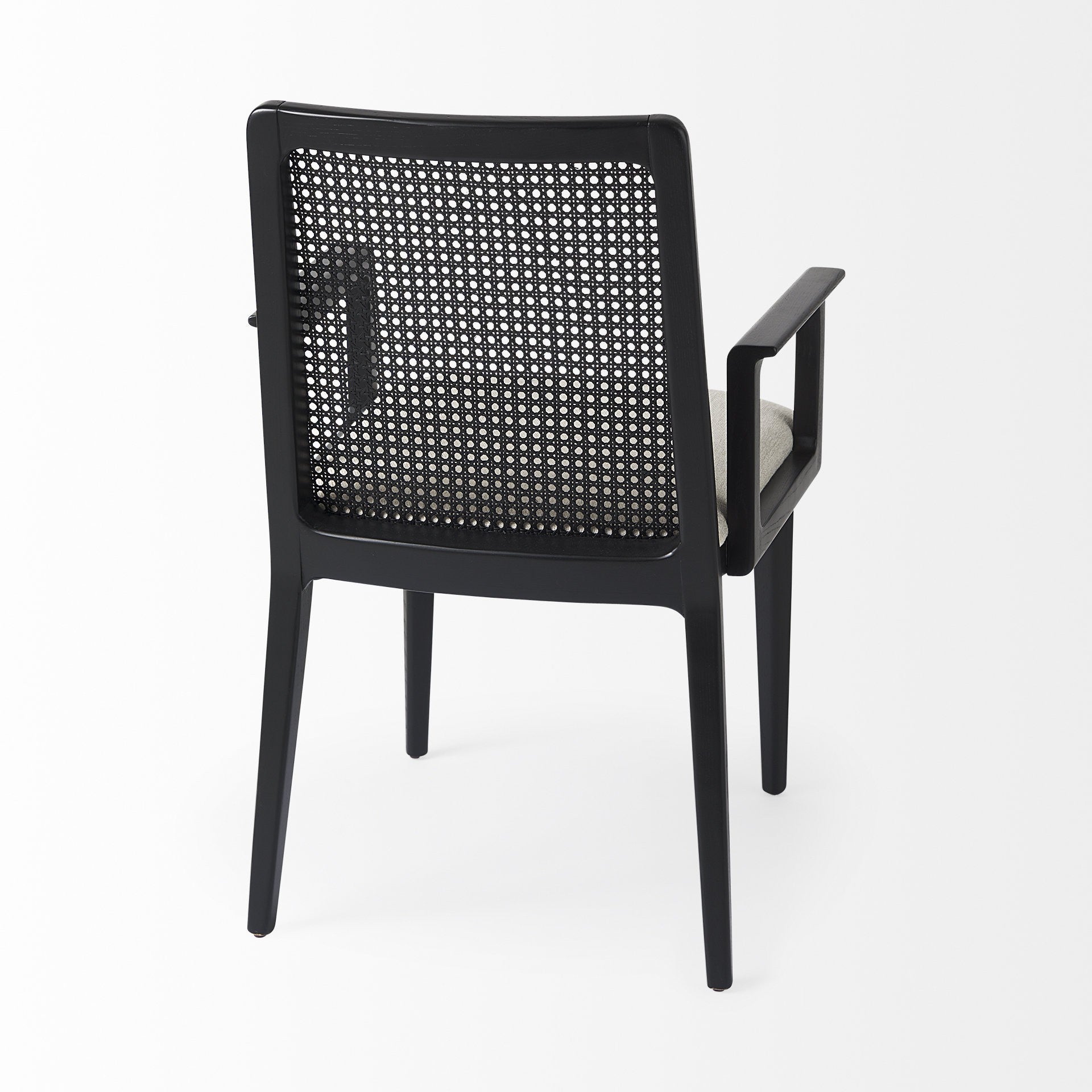 Black And Cream Uholstery And Cane Dining Armchair By Homeroots | Dining Chairs | Modishstore - 5