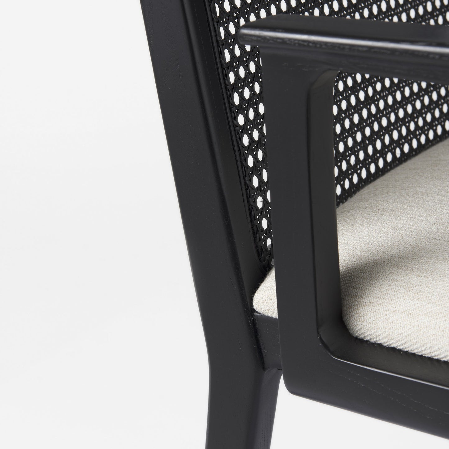 Black And Cream Uholstery And Cane Dining Armchair By Homeroots | Dining Chairs | Modishstore - 7