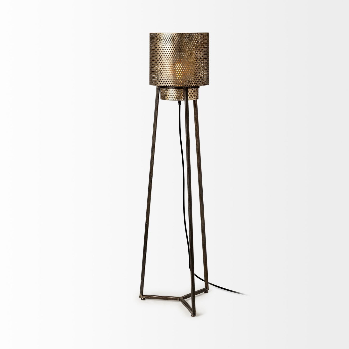 Gold Textured Tripod Floor Lamp By Homeroots | Floor Lamps | Modishstore - 3