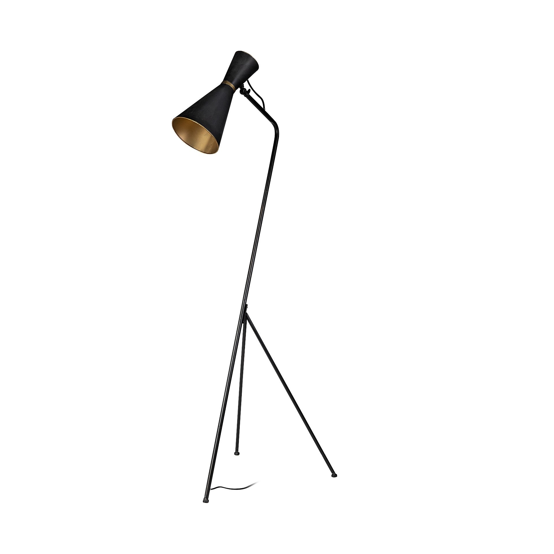 Black and Brass Conical Metal Floor Lamp By Homeroots | Floor Lamps | Modishstore - 2