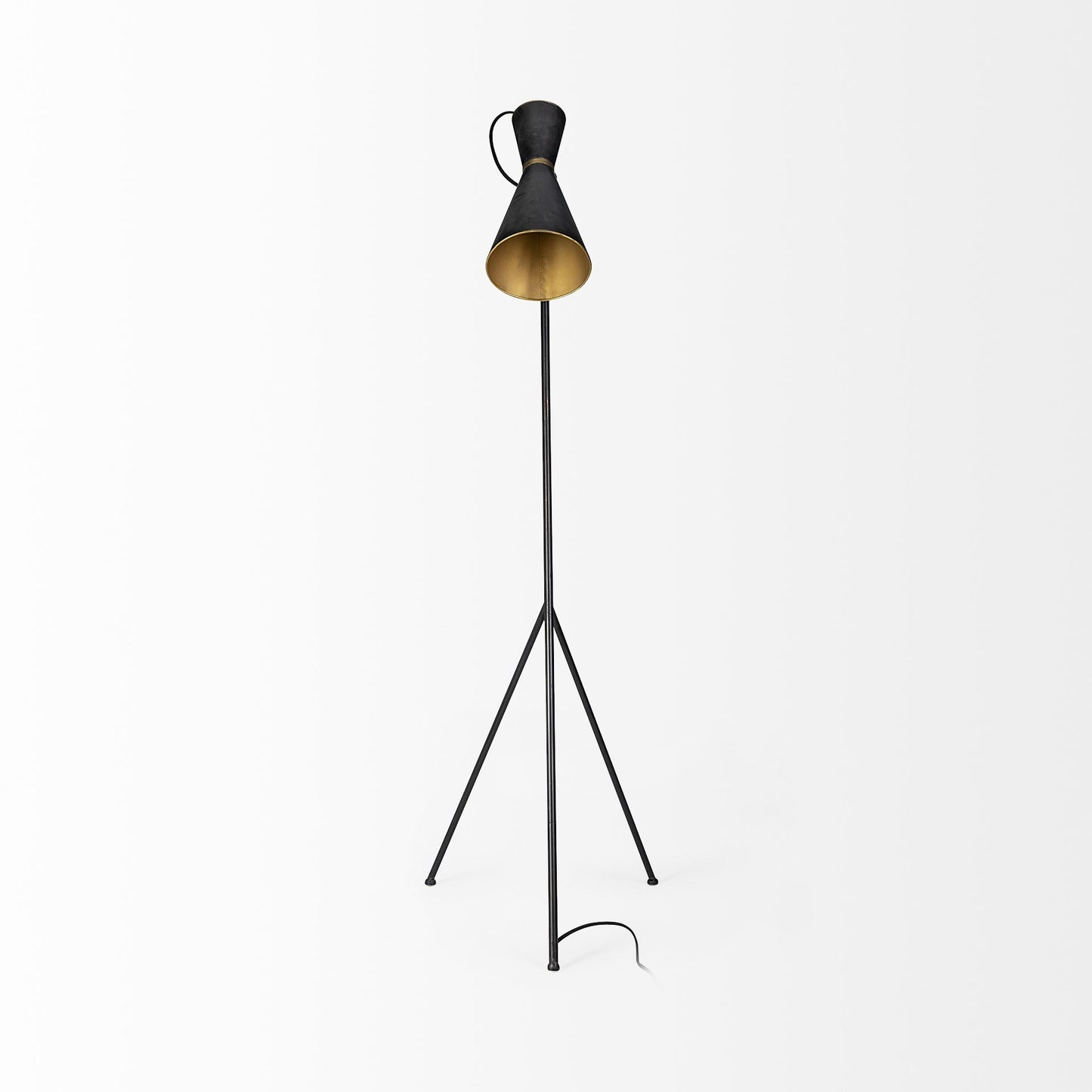 Black and Brass Conical Metal Floor Lamp By Homeroots | Floor Lamps | Modishstore - 3