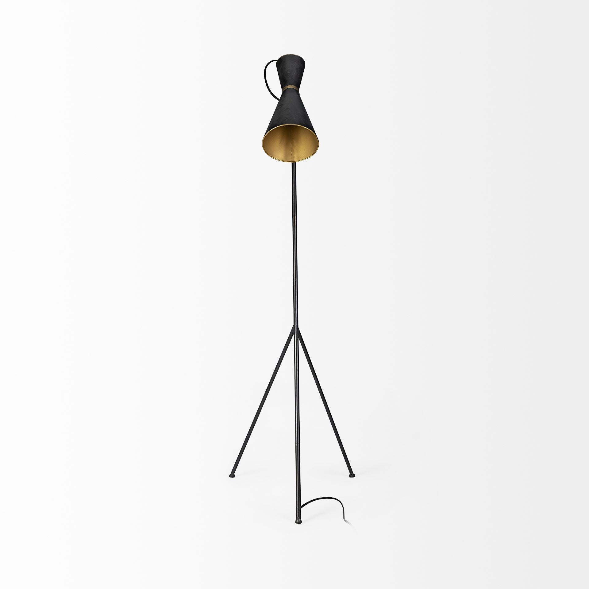 Black and Brass Conical Metal Floor Lamp By Homeroots | Floor Lamps | Modishstore - 3