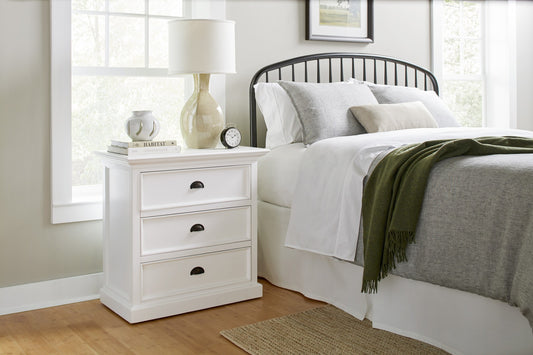 Classic White Large Three Drawer Nightstand By Homeroots | Nightstands | Modishstore