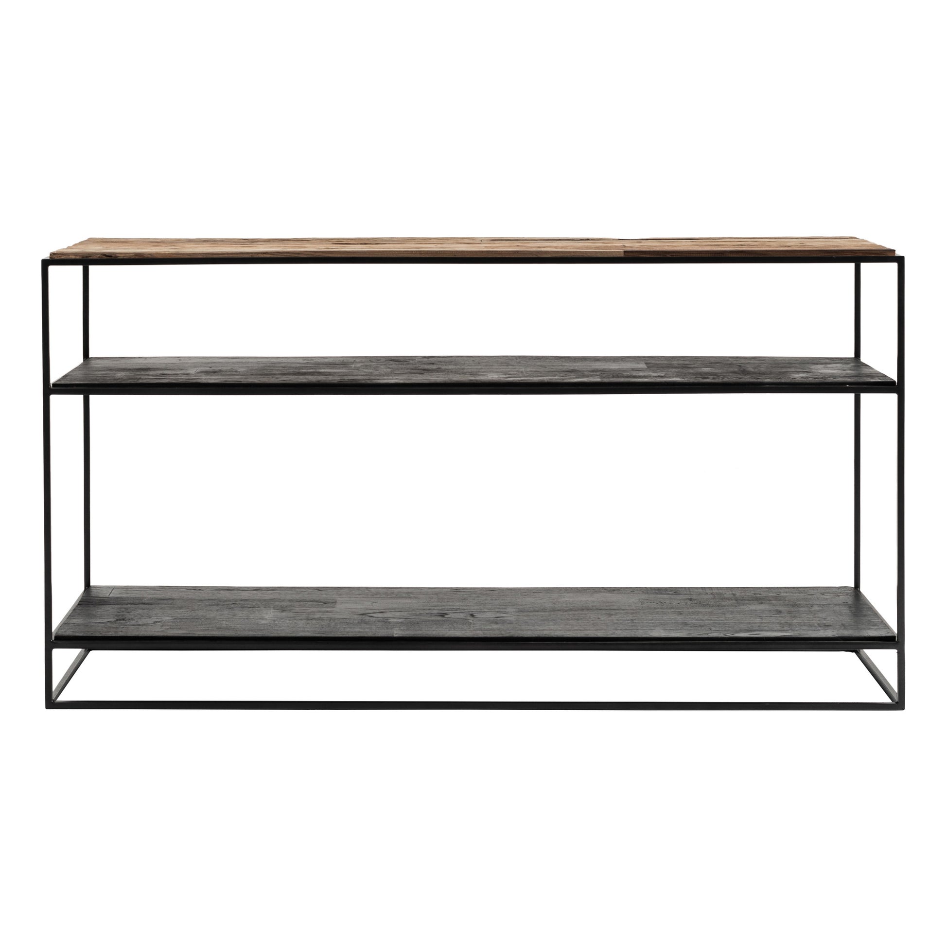 55" Natural and Black Frame Console Table With Storage By Homeroots | Console Tables | Modishstore - 2