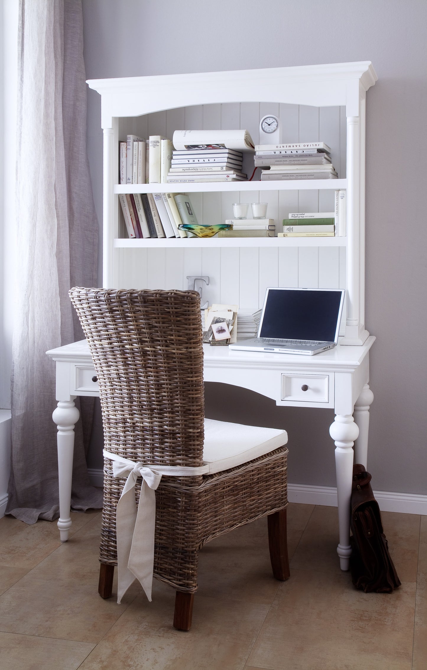 Antiqued White Provencial Writing or Computer Desk By Homeroots | Desks | Modishstore - 7