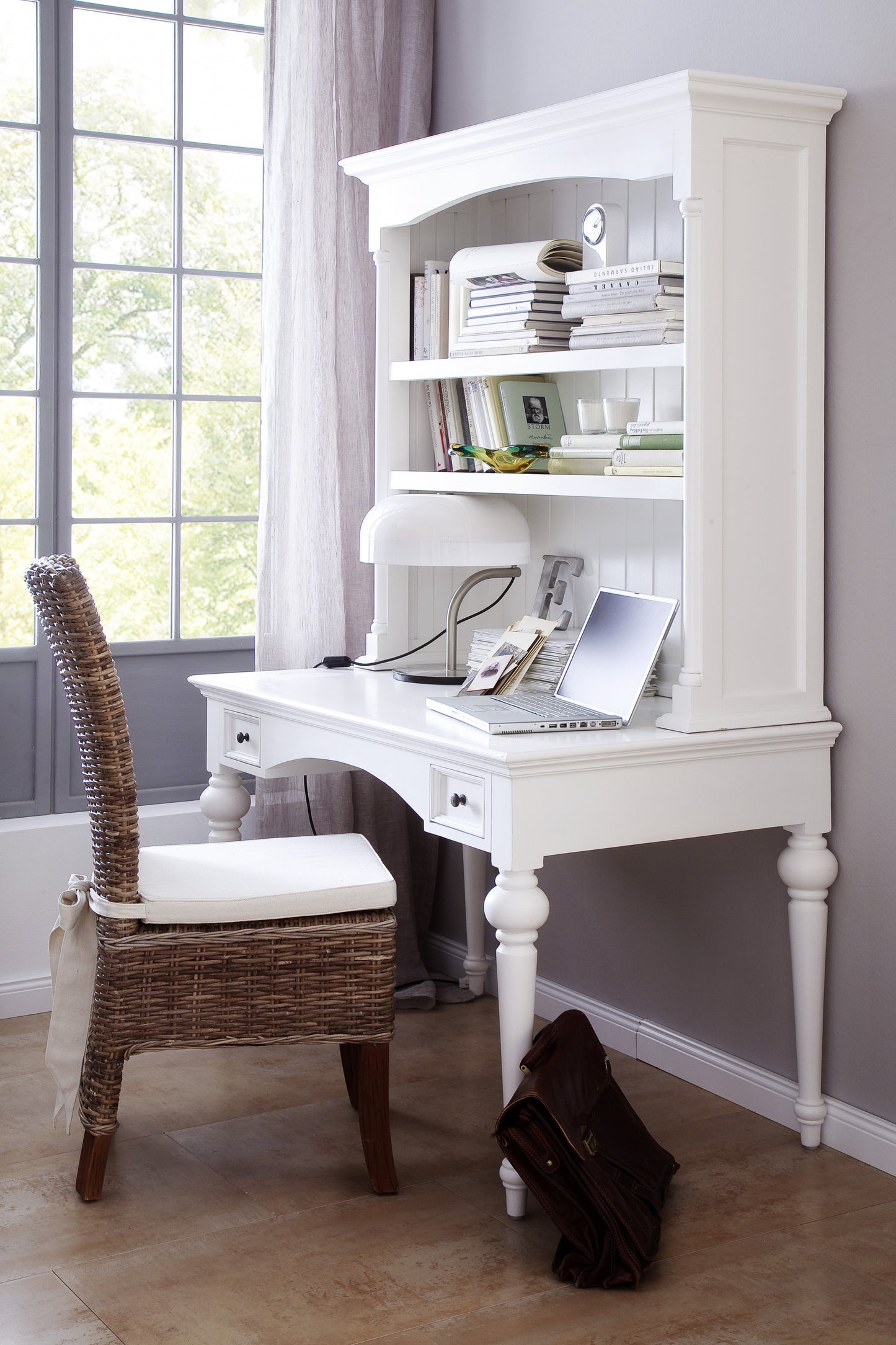 Antiqued White Provencial Writing or Computer Desk By Homeroots | Desks | Modishstore - 8