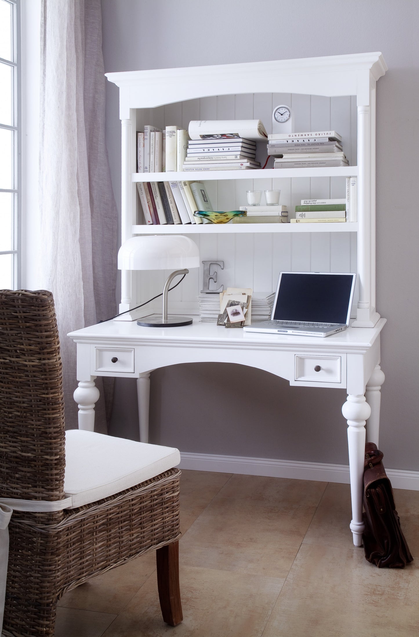 Antiqued White Provencial Writing or Computer Desk By Homeroots | Desks | Modishstore