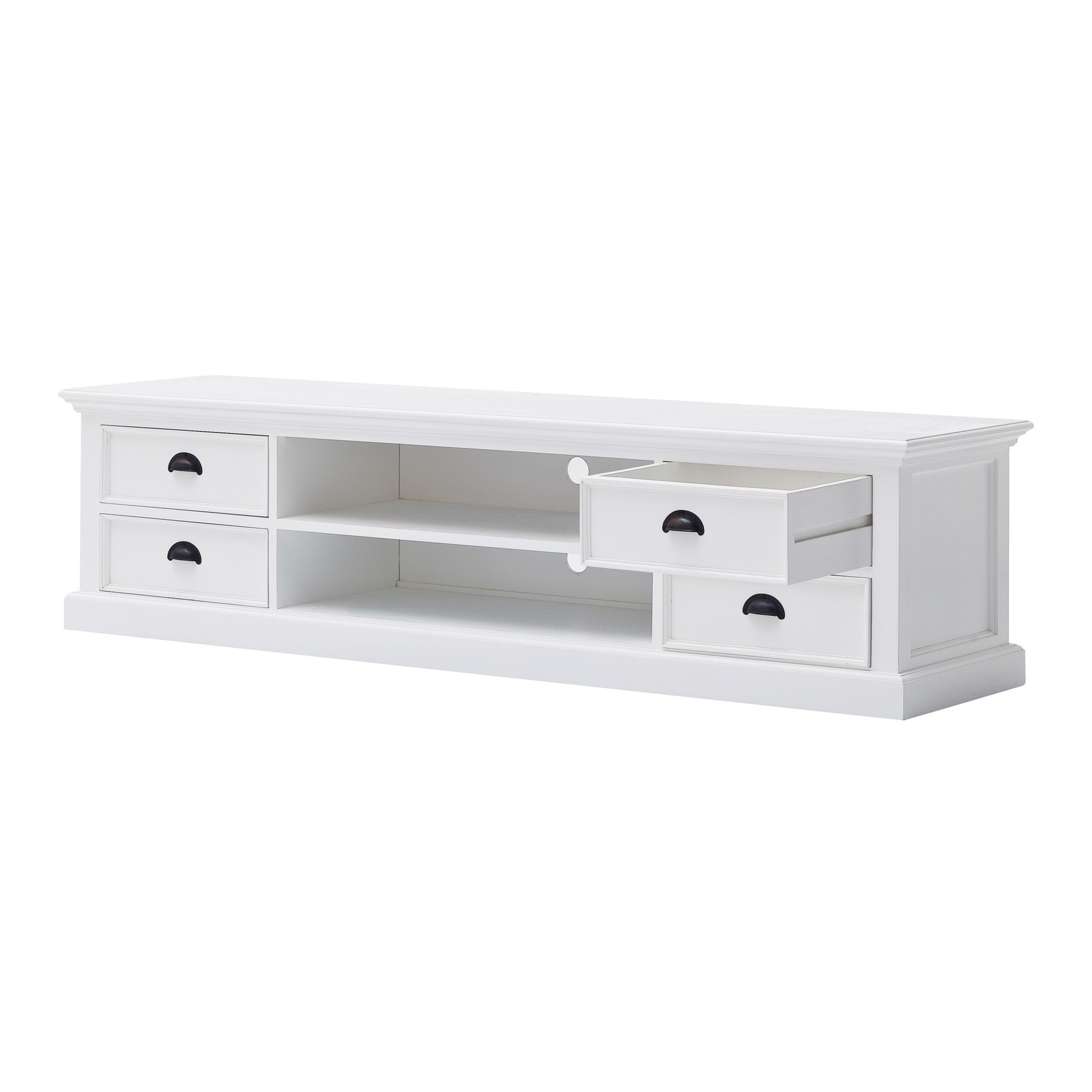 71" Classic White Entertainment Unit with Four Drawers By Homeroots | TV Stands | Modishstore - 4