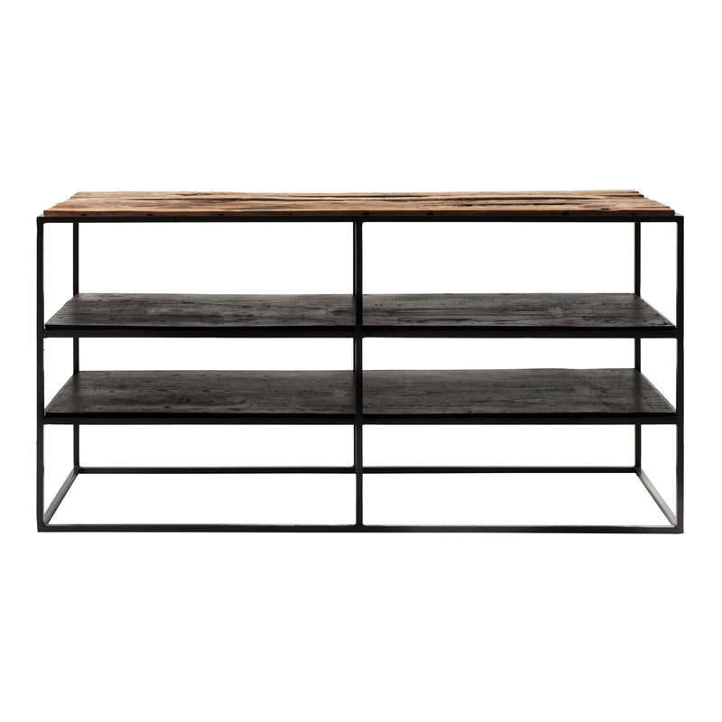 44" Modern Rustic Wood and Black Metal Open TV Stand By Homeroots | TV Stands | Modishstore