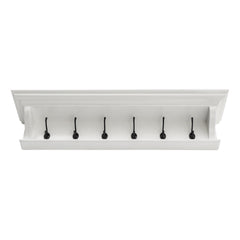 Classic White Wood Wide Six Hook Coat Rack By Homeroots