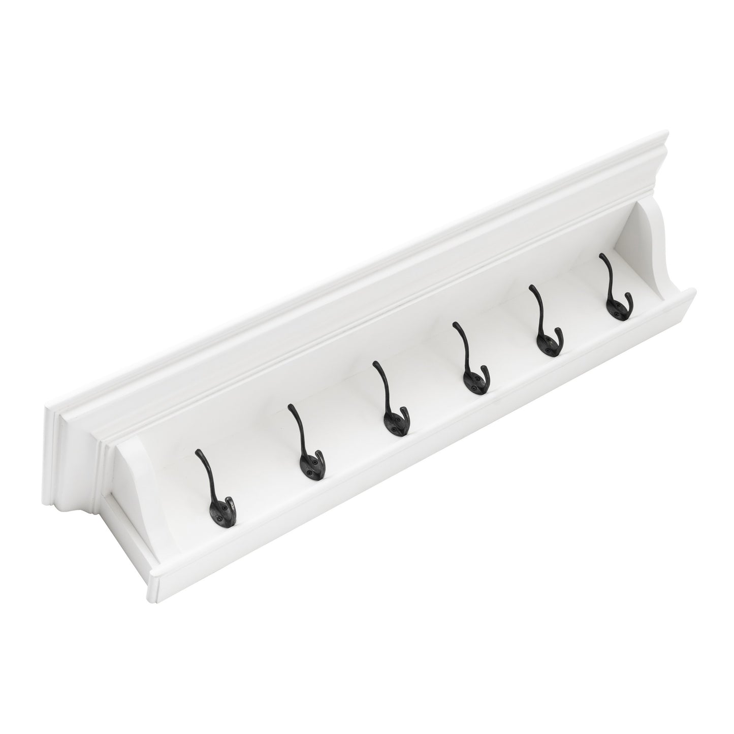 Classic White Wood Wide Six Hook Coat Rack By Homeroots | Coat Racks | Modishstore - 2