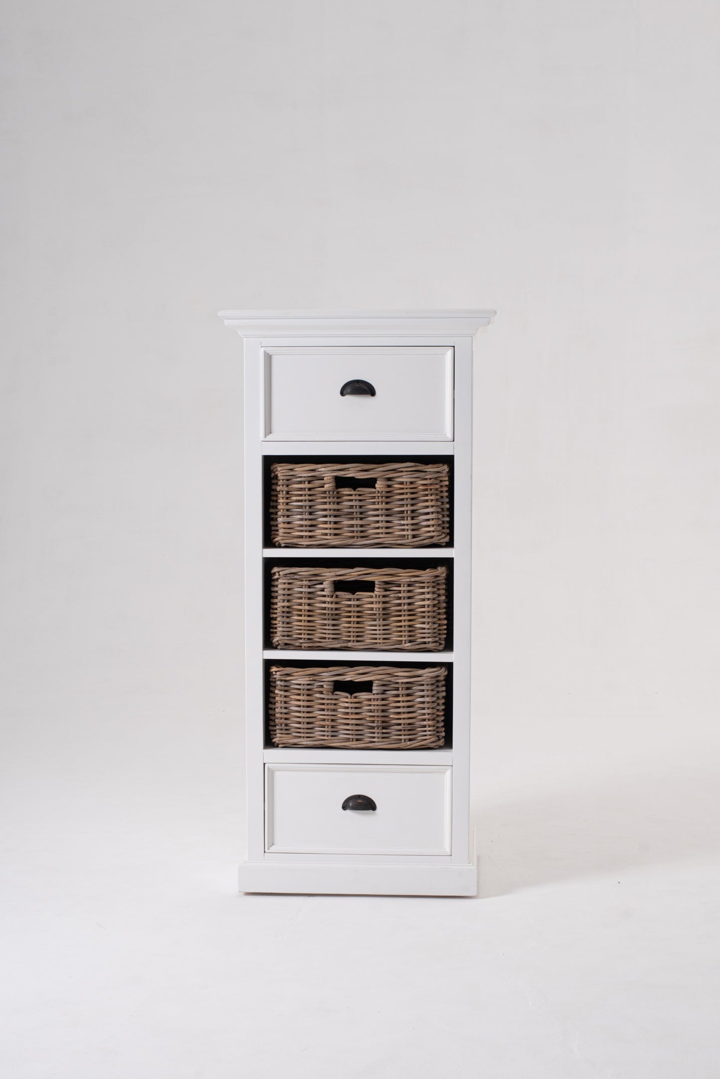 Classic White Storage Cabinet With Basket Set By Homeroots | Cabinets | Modishstore - 7