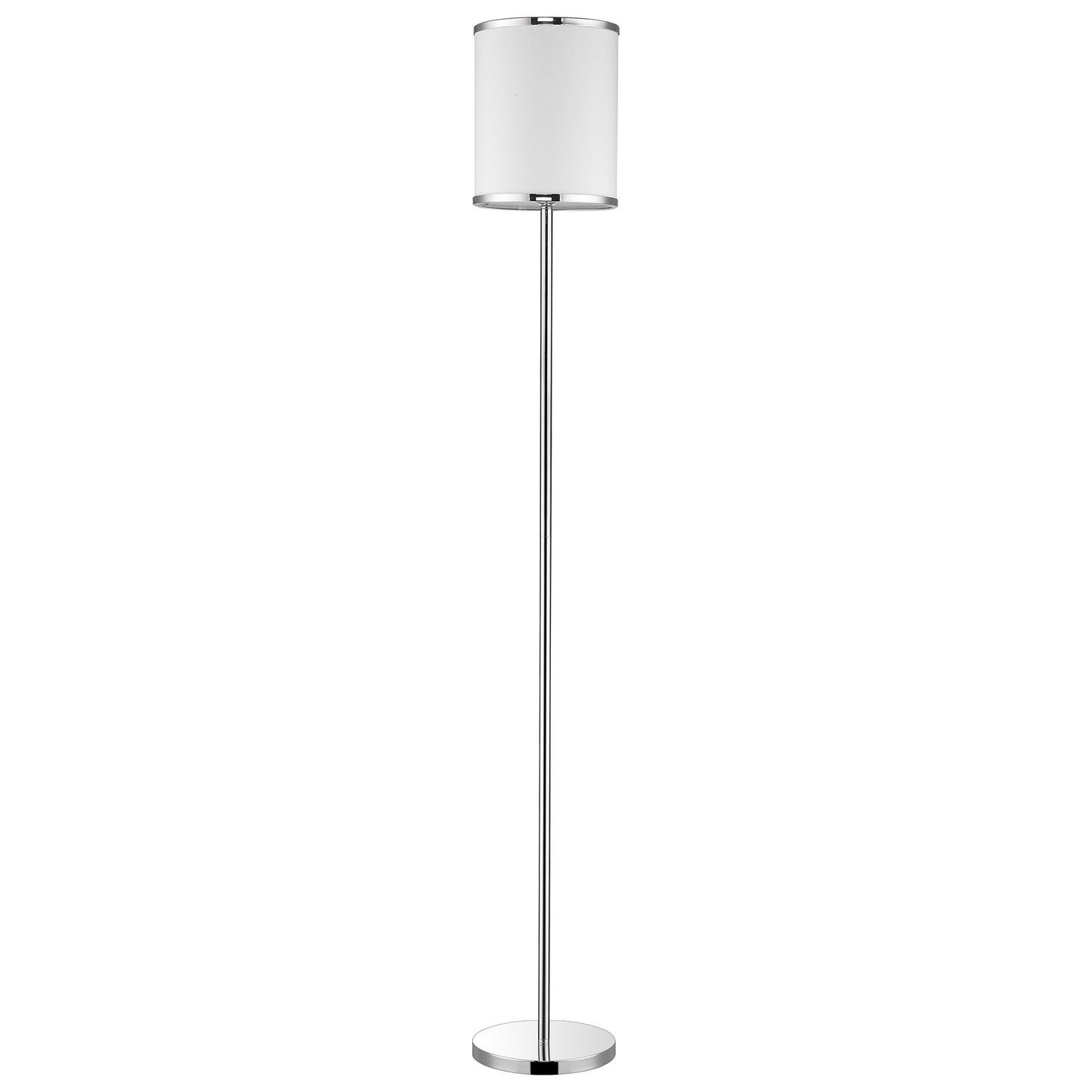 Lux II 1-Light Polished Chrome Floor Lamp With Metal Trimmed Off White Shantung Shade By Homeroots | Floor Lamps | Modishstore