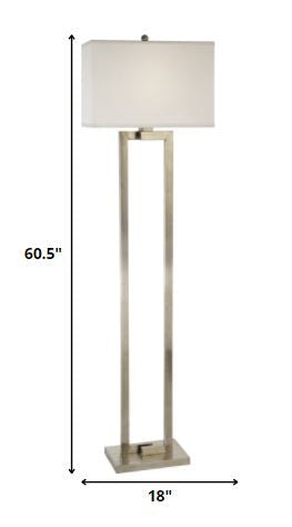 Riley 1-Light Brushed Nickel Floor Lamp With Off White Shantung Shade By Homeroots | Floor Lamps | Modishstore - 5