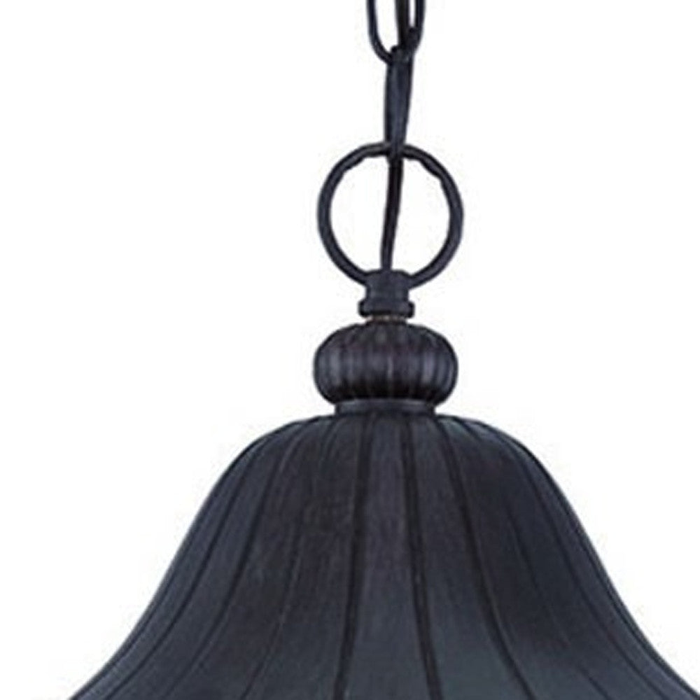 XL Three Light Matte Black Leaf Detail Hanging Light By Homeroots | Chandeliers | Modishstore - 4