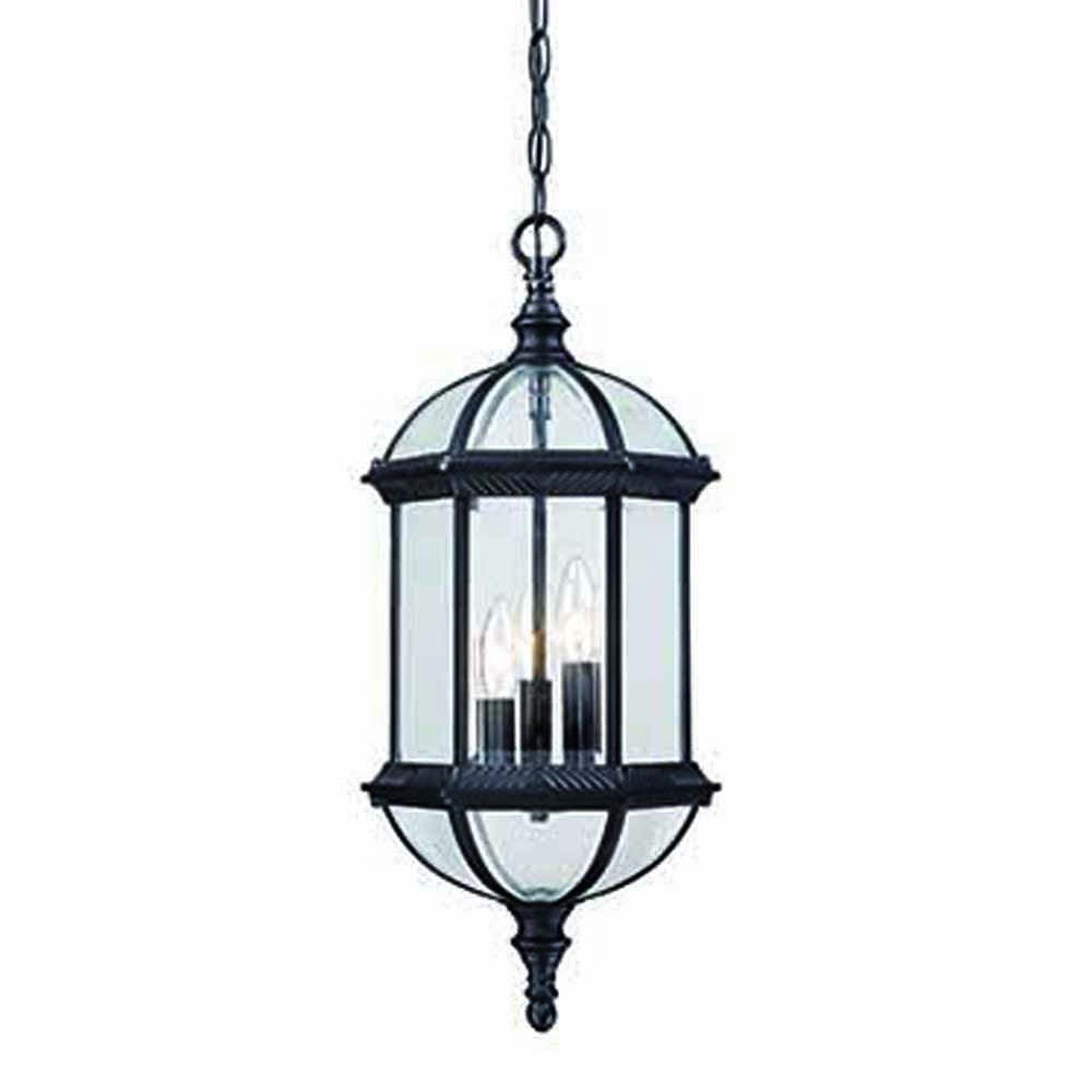 Three Light Matte Black Eastern Lantern Hanging Light By Homeroots | Lanterns | Modishstore