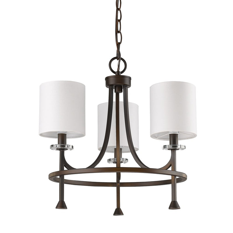 Kara 3-Light Oil-Rubbed Bronze Chandelier With Fabric Shades And Crystal Bobeches By Homeroots | Chandeliers | Modishstore