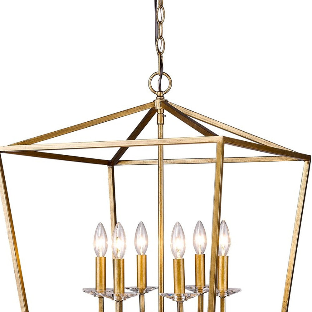 Kennedy 6-Light Antique Gold Foyer Pendant With Crystal Bobeches By Homeroots | Pendant Lamps | Modishstore - 3