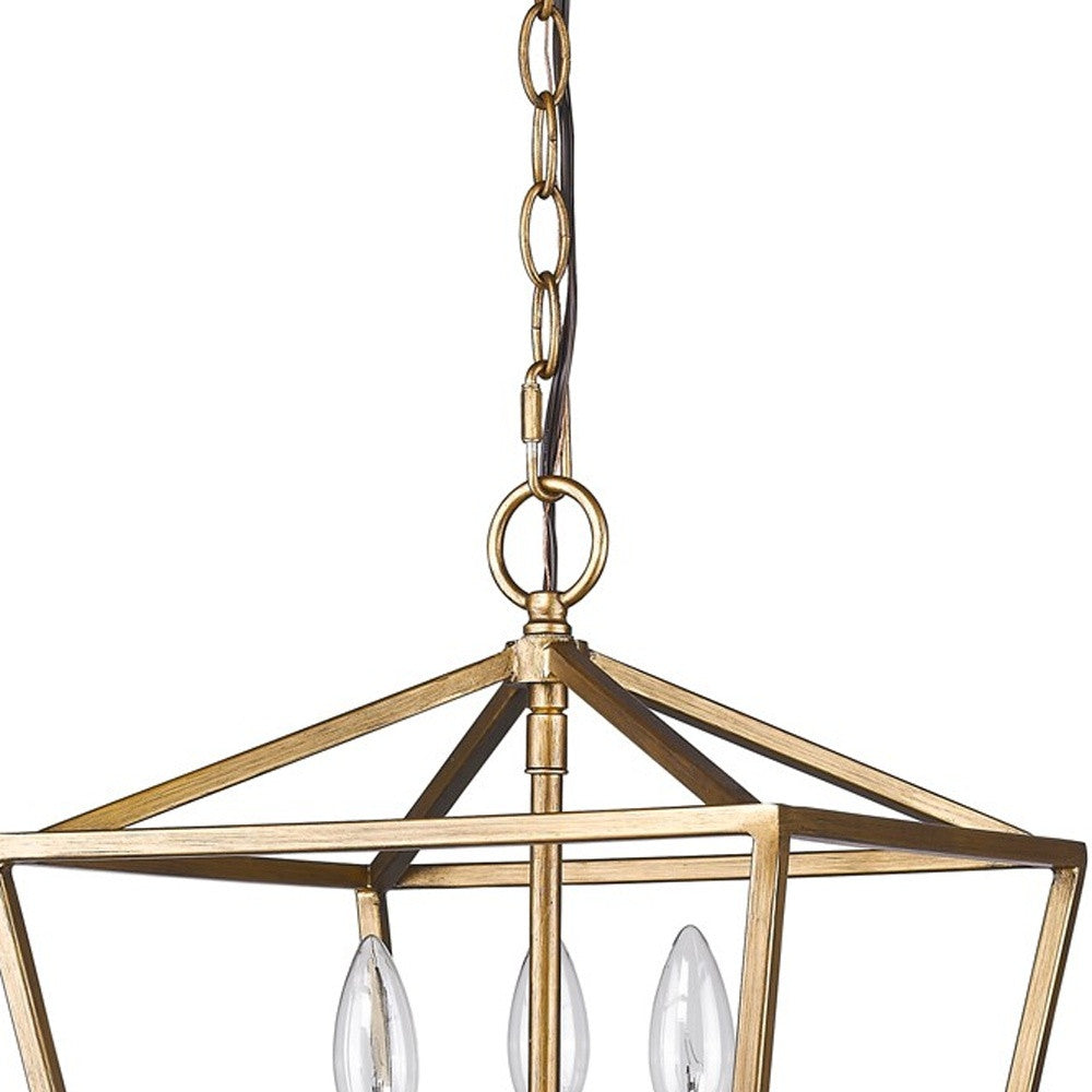 Kennedy 3-Light Antique Gold Pendant With Crystal Bobeches By Homeroots | Pendant Lamps | Modishstore - 3