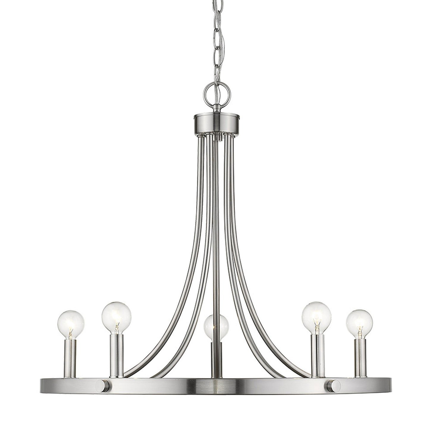 Sawyer 5-Light Satin Nickel Chandelier By Homeroots | Chandeliers | Modishstore - 2