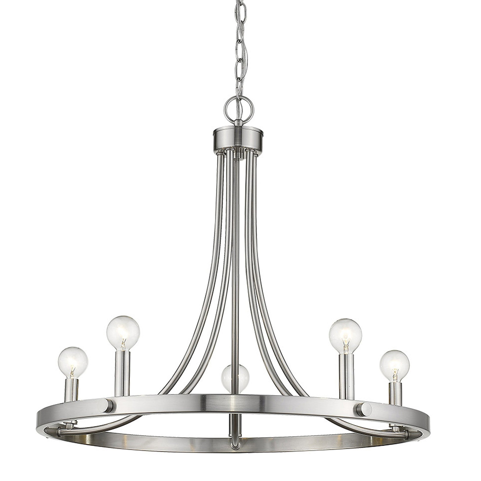 Sawyer 5-Light Satin Nickel Chandelier By Homeroots | Chandeliers | Modishstore - 3