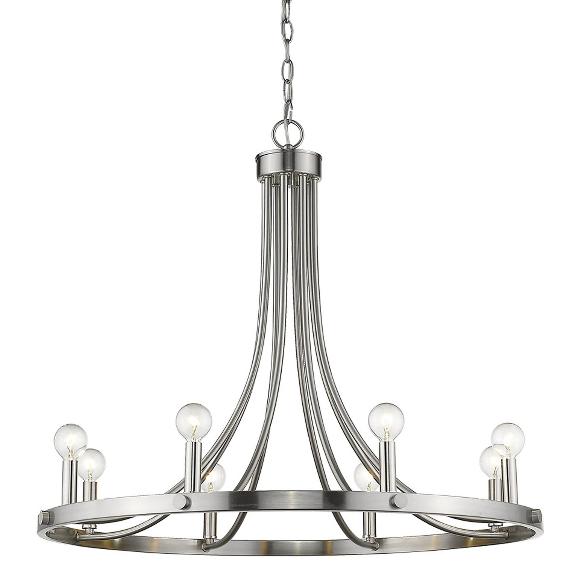 Sawyer 8-Light Satin Nickel Chandelier By Homeroots | Chandeliers | Modishstore - 2