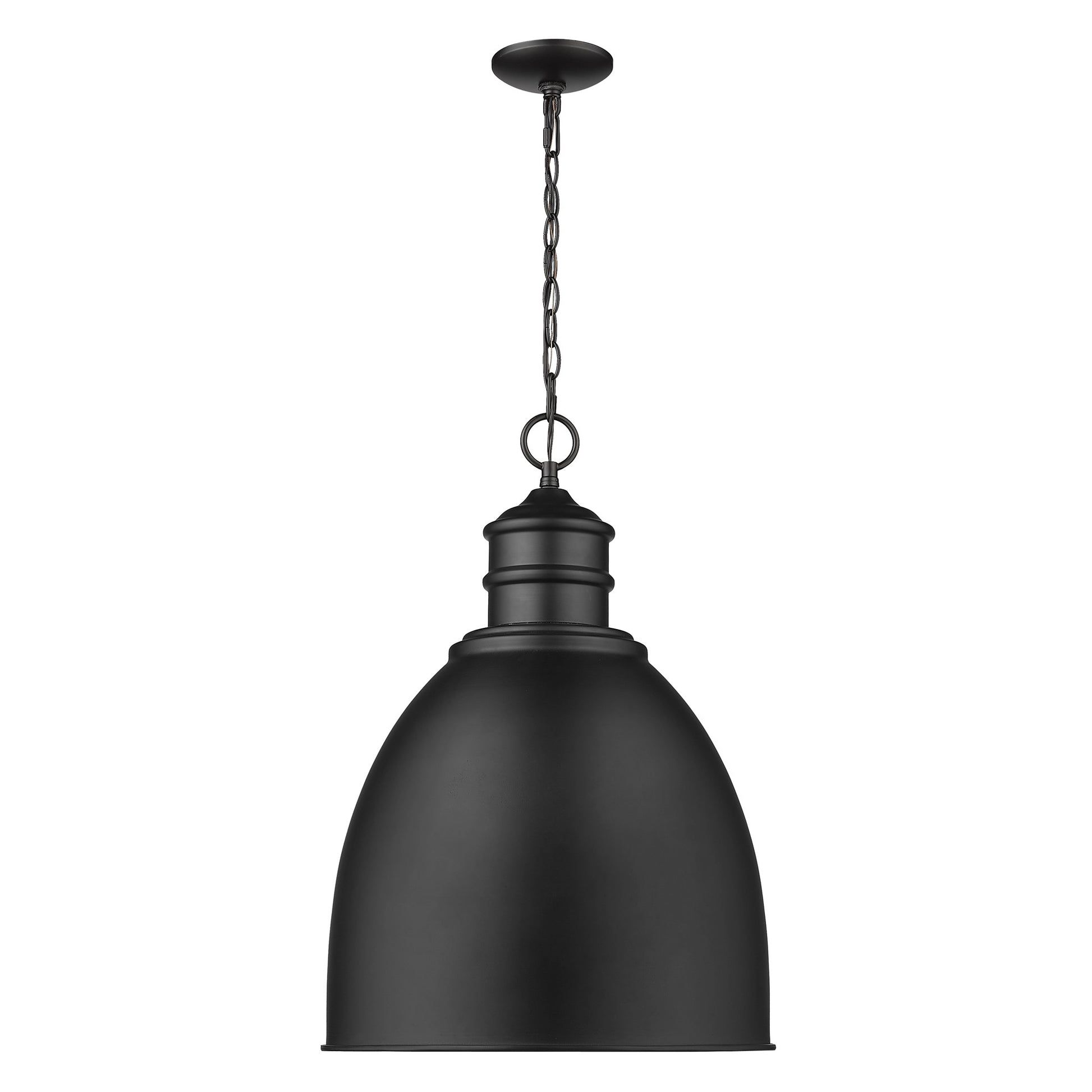 Colby 1-Light Matte Black Pendant With Gloss White Interior Shade By Homeroots | Pendant Lamps | Modishstore - 3