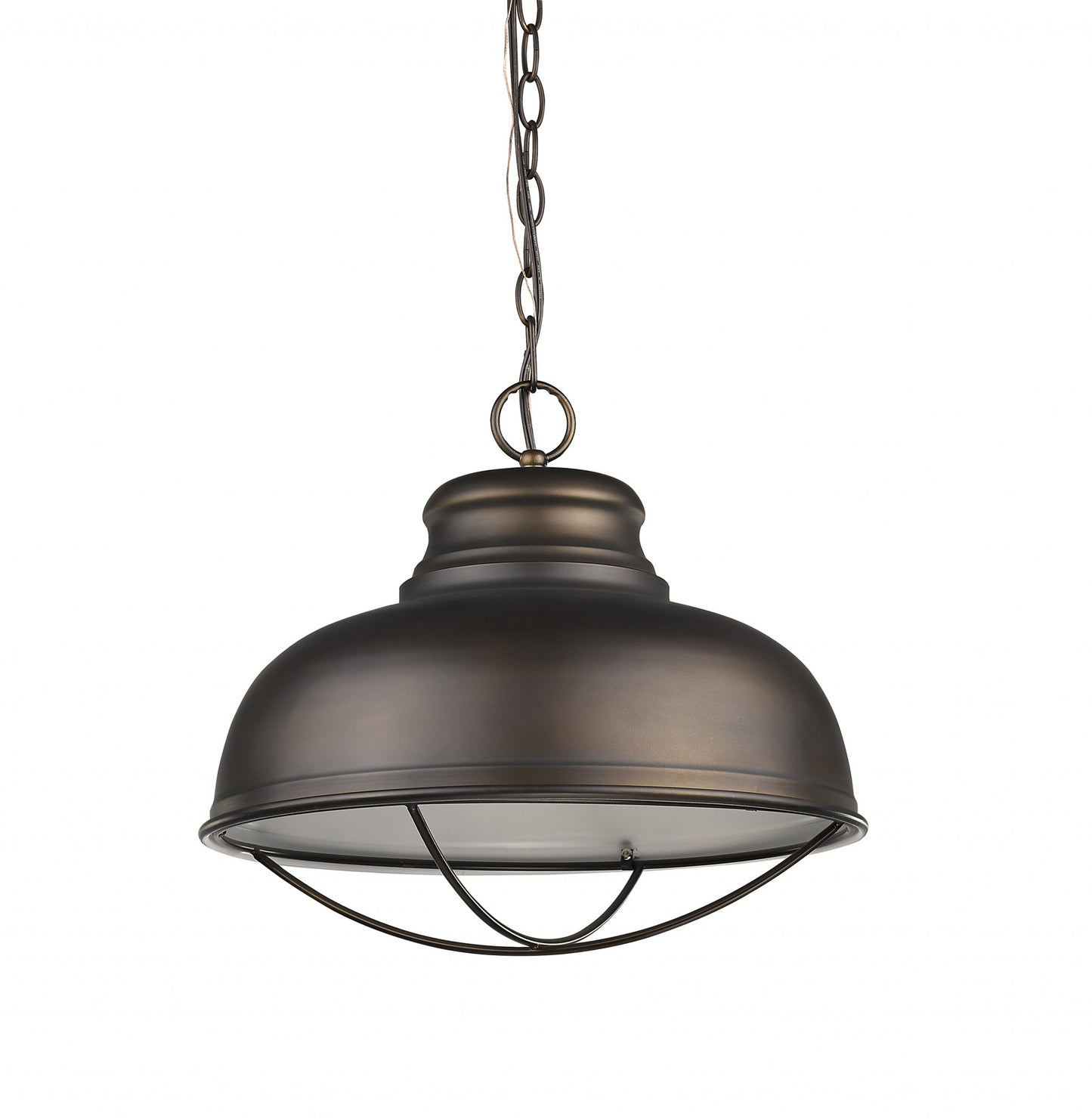 Ansen 1-Light Oil-Rubbed Bronze Pendant With Gloss White Interior Shade By Homeroots | Pendant Lamps | Modishstore