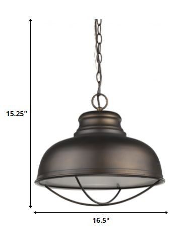 Ansen 1-Light Oil-Rubbed Bronze Pendant With Gloss White Interior Shade By Homeroots | Pendant Lamps | Modishstore - 5