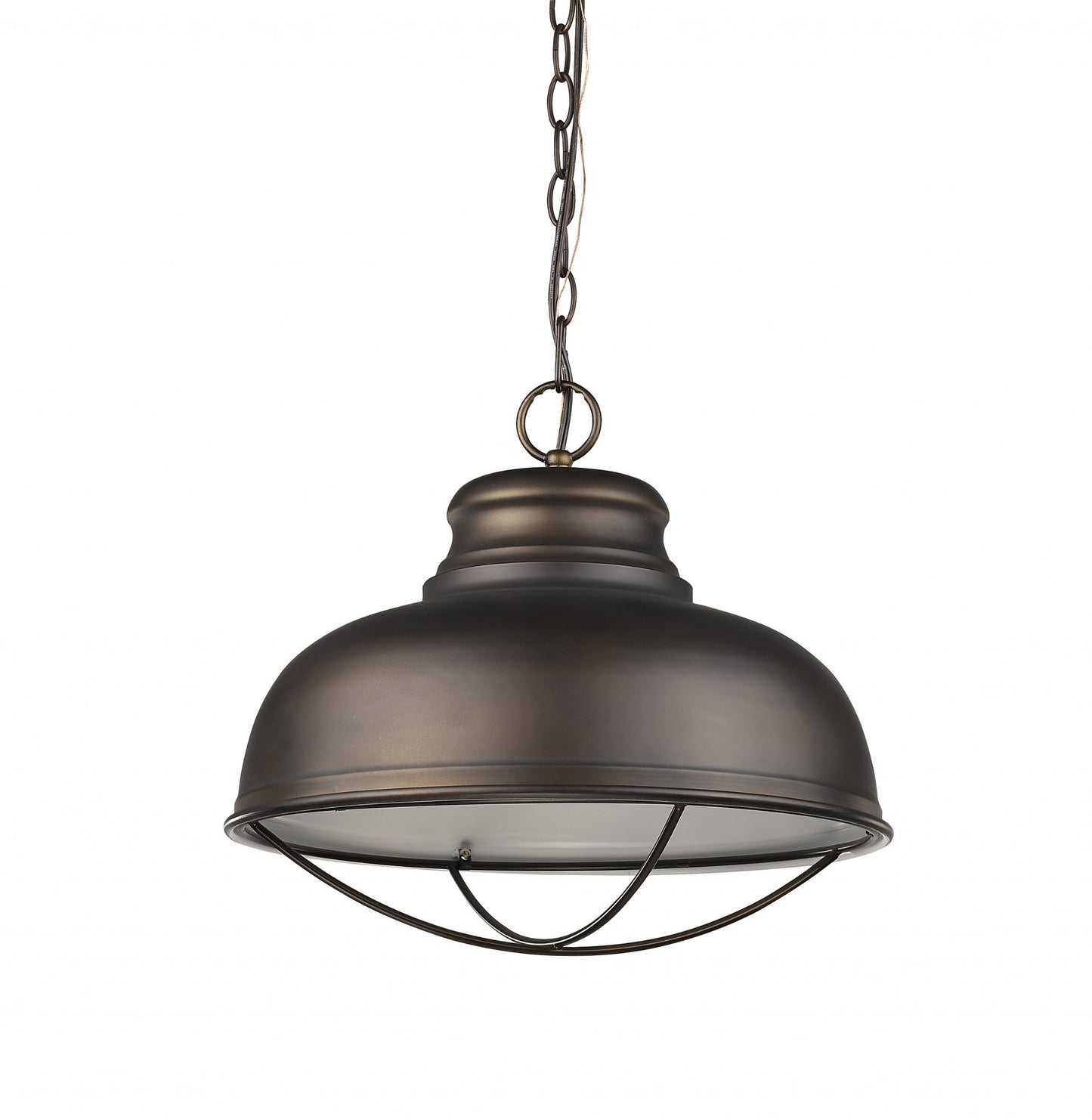 Ansen 1-Light Oil-Rubbed Bronze Pendant With Gloss White Interior Shade By Homeroots | Pendant Lamps | Modishstore - 2