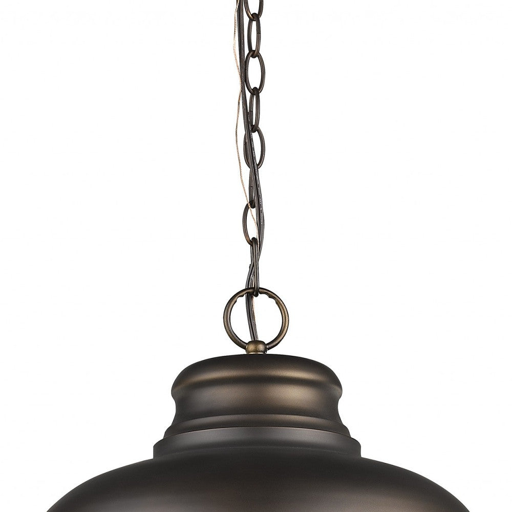 Ansen 1-Light Oil-Rubbed Bronze Pendant With Gloss White Interior Shade By Homeroots | Pendant Lamps | Modishstore - 3