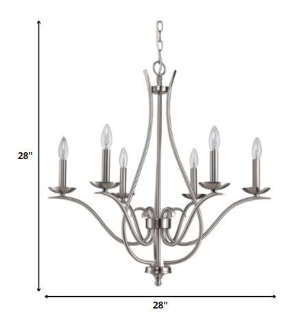 Genevieve 5-Light Satin Nickel Chandelier By Homeroots | Chandeliers | Modishstore - 5