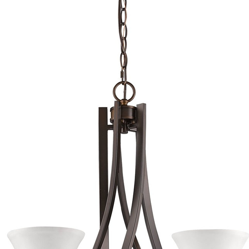 Mia 5-Light Oil-Rubbed Bronze Chandelier With Etched Glass Shades By Homeroots | Chandeliers | Modishstore - 3