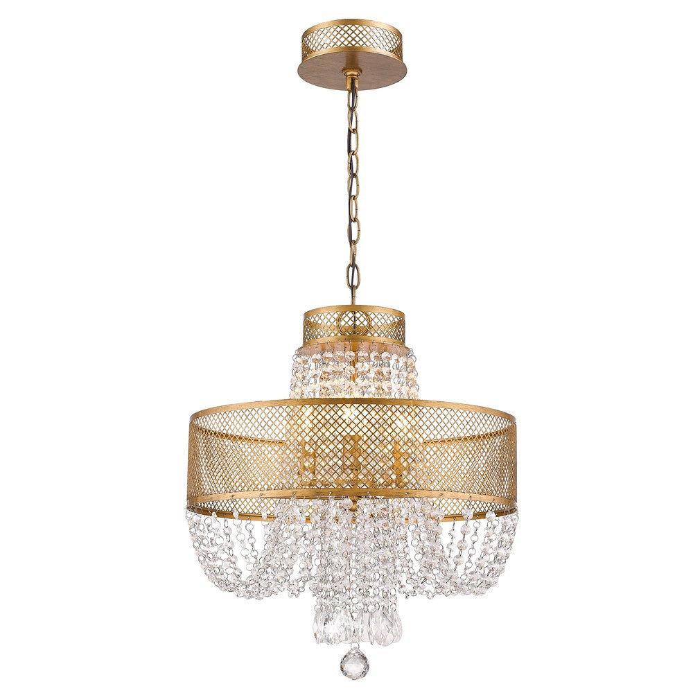 Viola 4-Light Antique Gold Crystal Chandelier By Homeroots | Chandeliers | Modishstore - 2