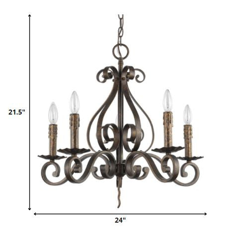 Lydia 5-Light Russet Chandelier With Melted Wax Tapers By Homeroots | Chandeliers | Modishstore - 5