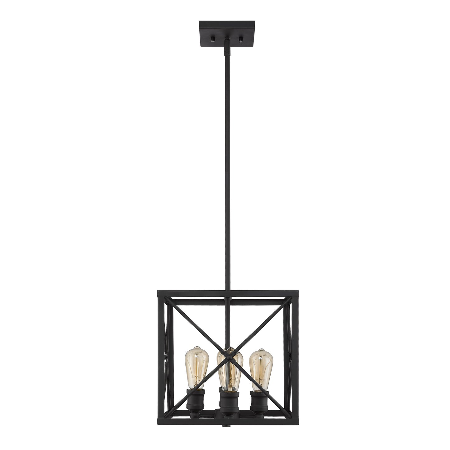 Brooklyn 4-Light Matte Black Pendant With Metal Framework Shade By Homeroots | Pendant Lamps | Modishstore - 4