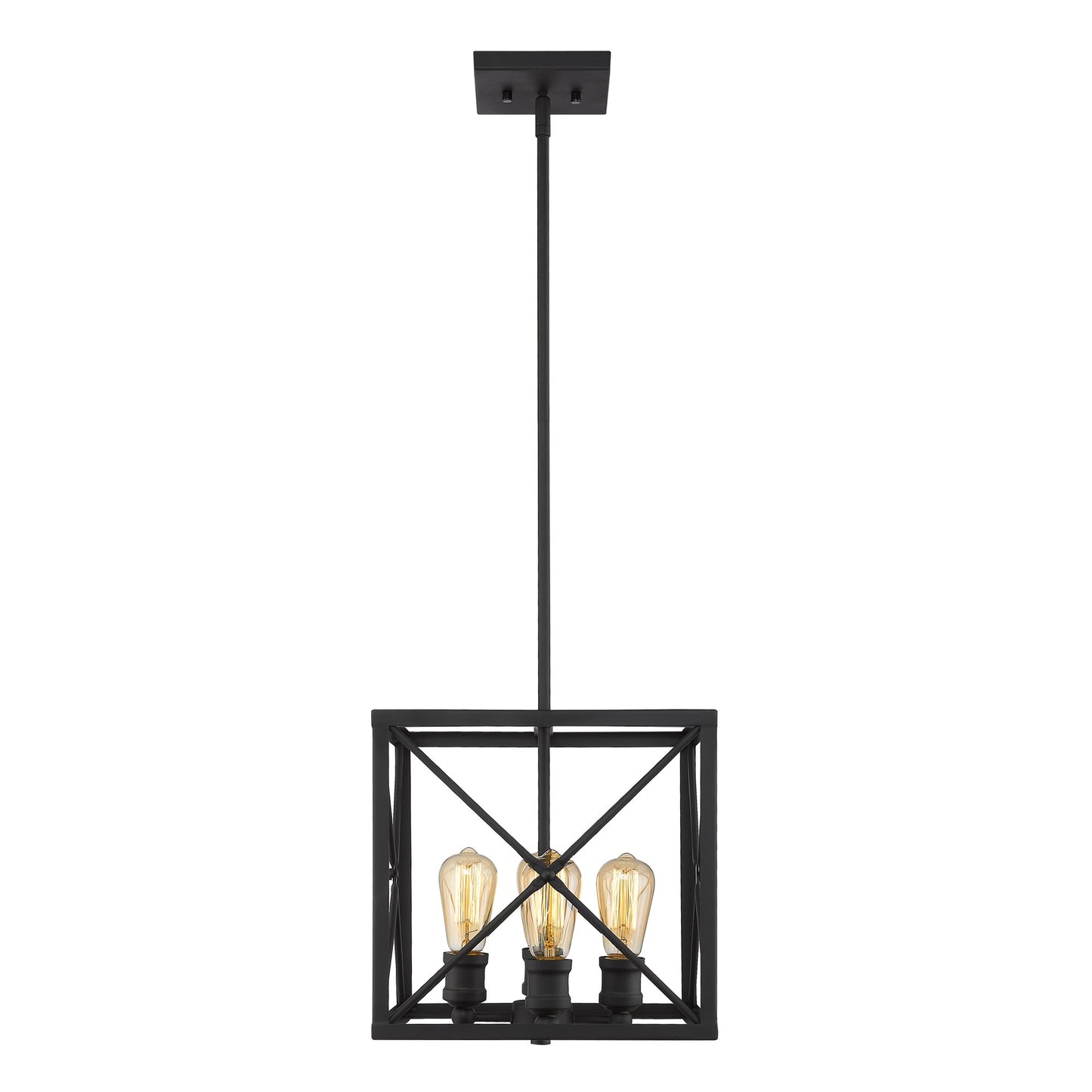 Brooklyn 4-Light Matte Black Pendant With Metal Framework Shade By Homeroots | Pendant Lamps | Modishstore - 5