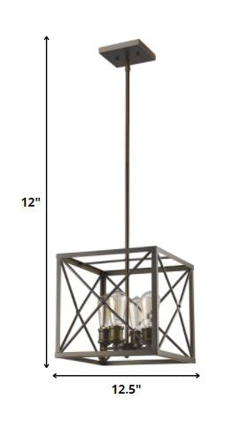 Brooklyn 4-Light Oil-Rubbed Bronze Pendant With Metal Framework Shade By Homeroots | Pendant Lamps | Modishstore - 5