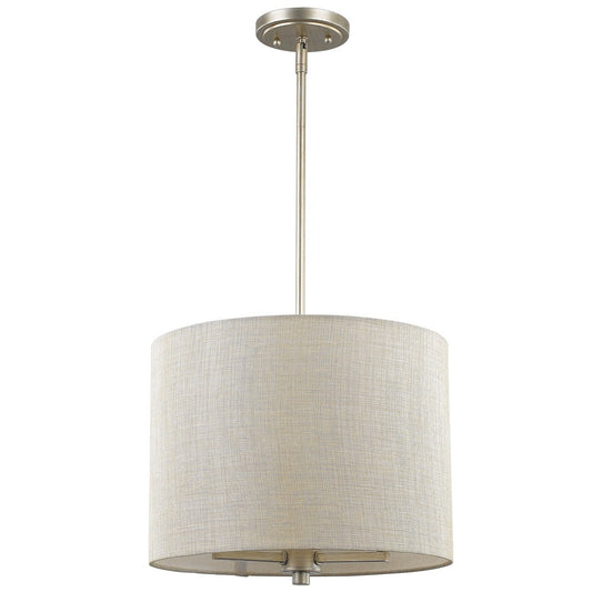 Daria 3-Light Washed Gold Pendant With Washed Gold And White Drum Shade By Homeroots | Pendant Lamps | Modishstore