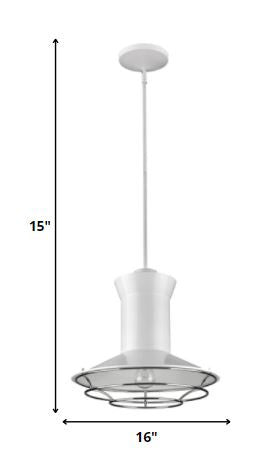 Newport 1-Light White Pendant With Polished Nickel Louver By Homeroots | Pendant Lamps | Modishstore - 5