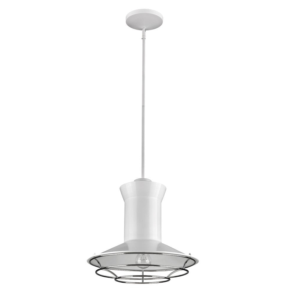 Newport 1-Light White Pendant With Polished Nickel Louver By Homeroots | Pendant Lamps | Modishstore - 2