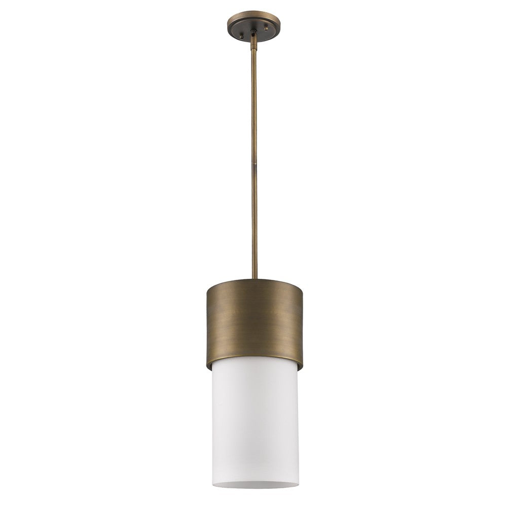 Midtown 1-Light Raw Brass Pendant With Frosted Glass Shade By Homeroots | Pendant Lamps | Modishstore